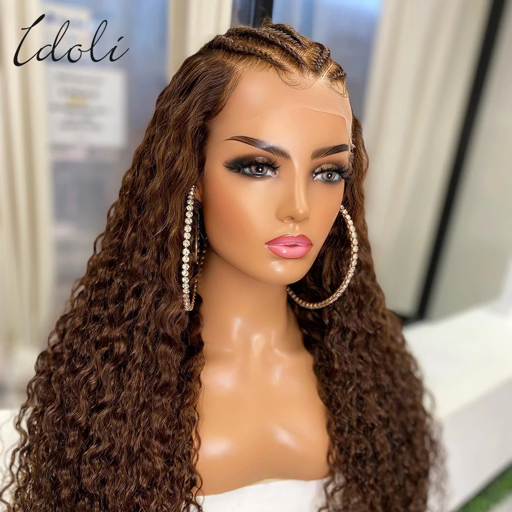 

Chocolate Brown Colored Brazilian Human Hair Wigs 13X4 Curly Lace Front Human Hair Wigs For Women HD Lace Deep Wave Frontal Wig