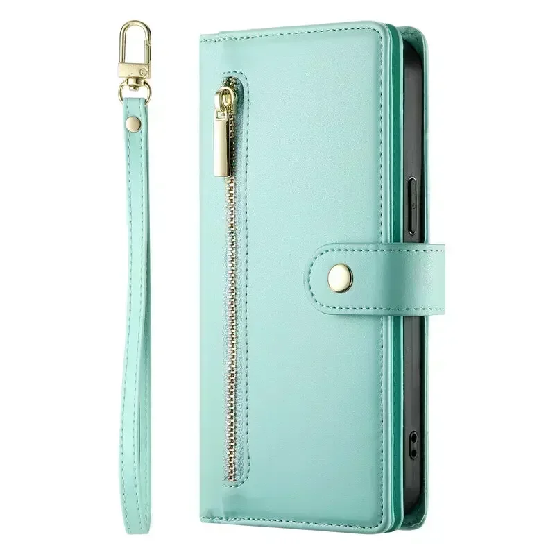 Luxury Zipper Leather Flip Case with Magnetic Closure