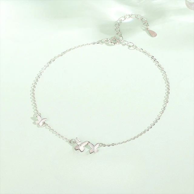 Foot Bracelet 925 Sterling Silver Butterfly Shape Anklet Summer Sweet Girl's Gifts Fine Jewelry for Women