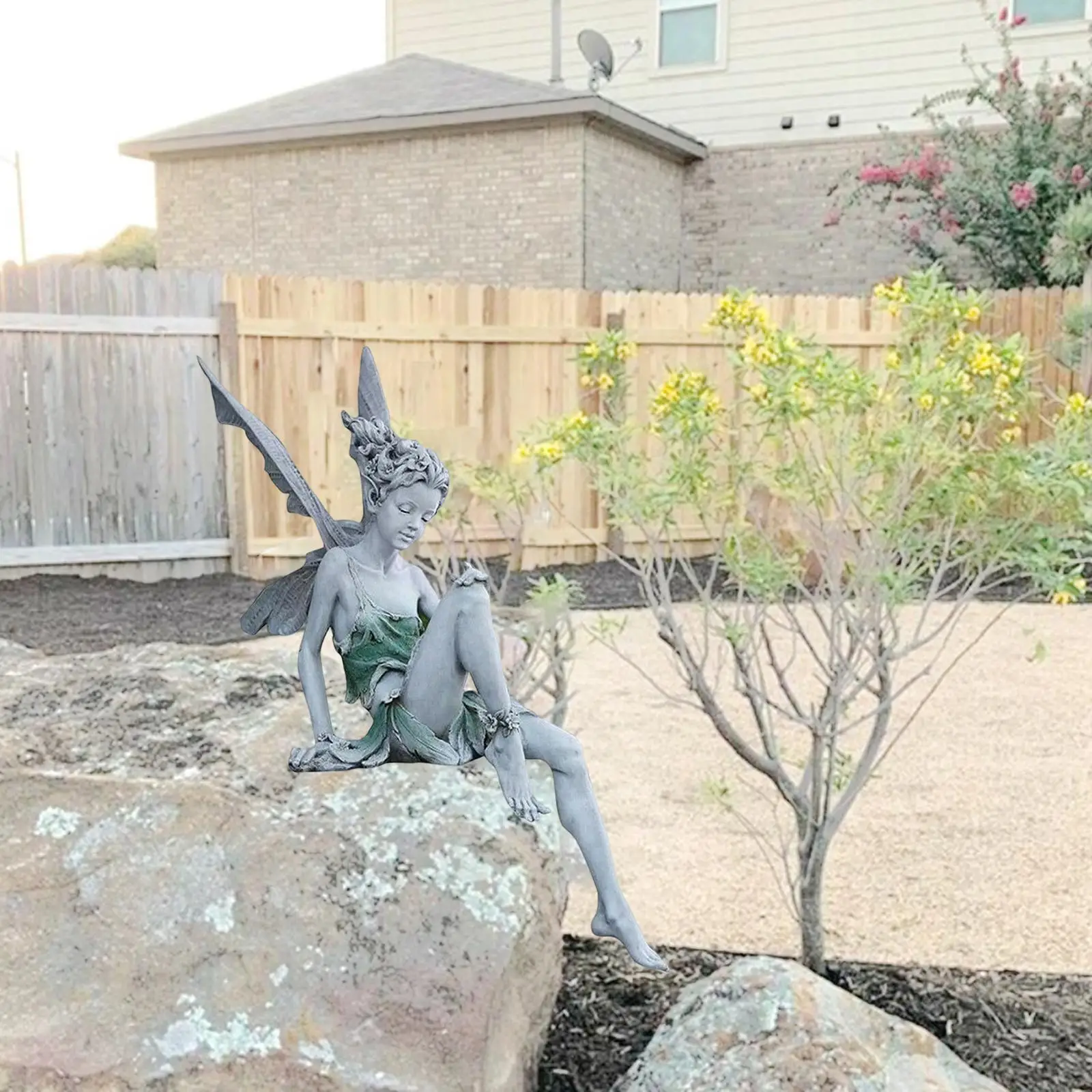 

Resin Garden Fairy Figurine Shelf Pond Lawn Statue 18cm Sculpture Porch Sill