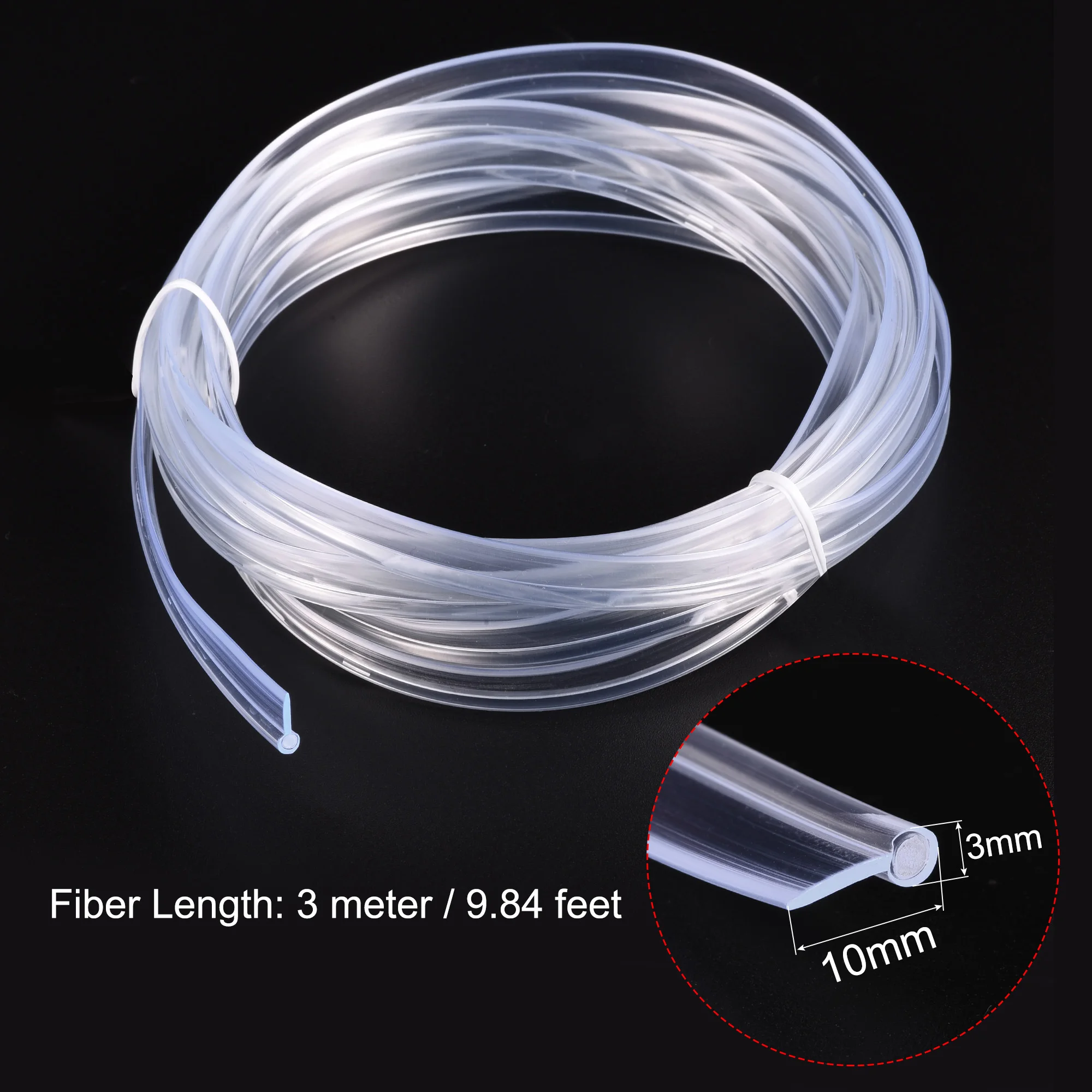 PMMA Side Glow Fiber Optic Cable 3mm Dia. 10mm Width 1/3Meter Long for LED Guide LED Optic Cable Ceiling Lighting Lights Bright