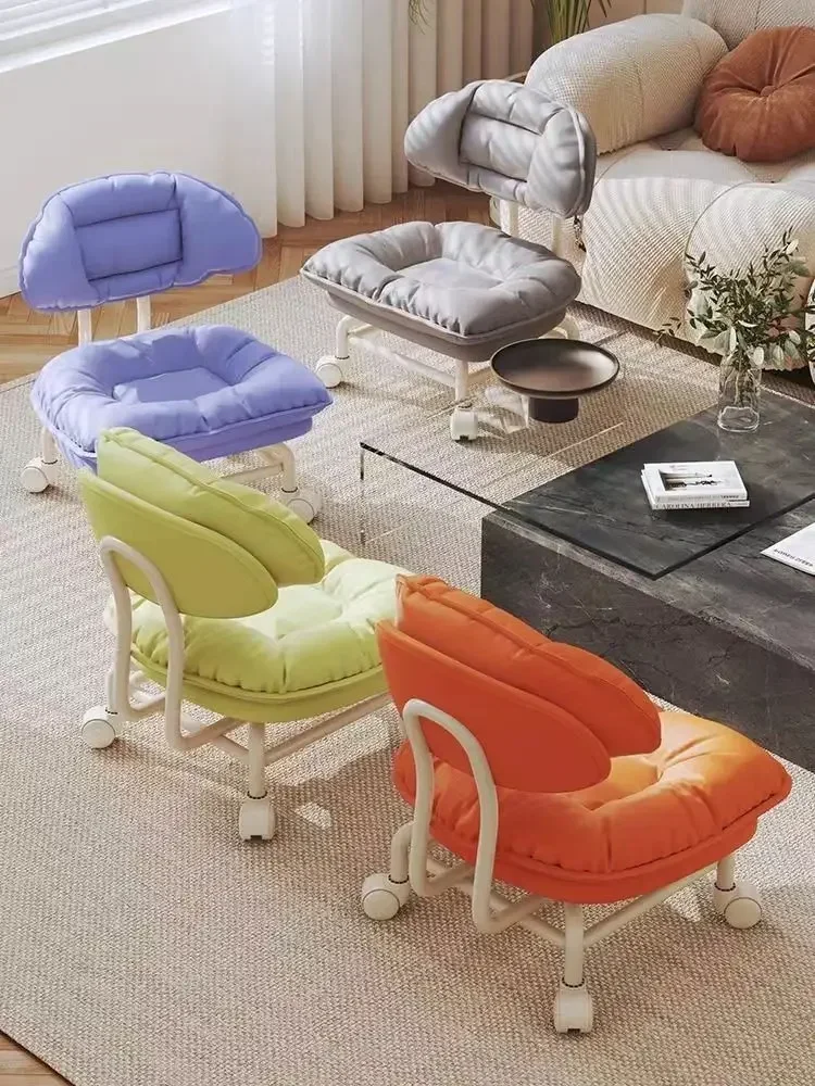360 degree Roatating Wheel Small Stool Household Pulley Backrest Low Stool Mobile Small Bench Rotating Shoes Seat