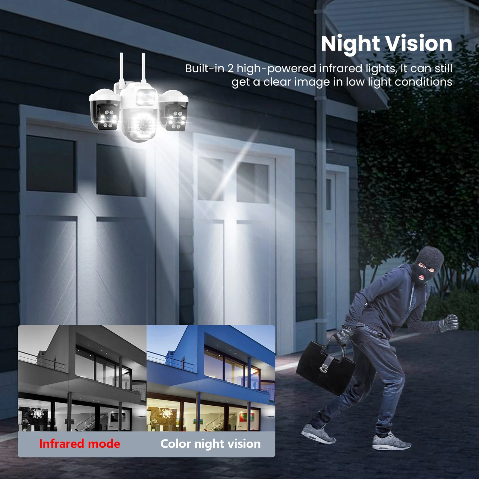 WiFi IP Camera Outdoor 15MP 8K Triple Lens Triple Screen Security Video Monitor Night Vision Waterproof 10X Zoom Onvif CCTV Cam 6