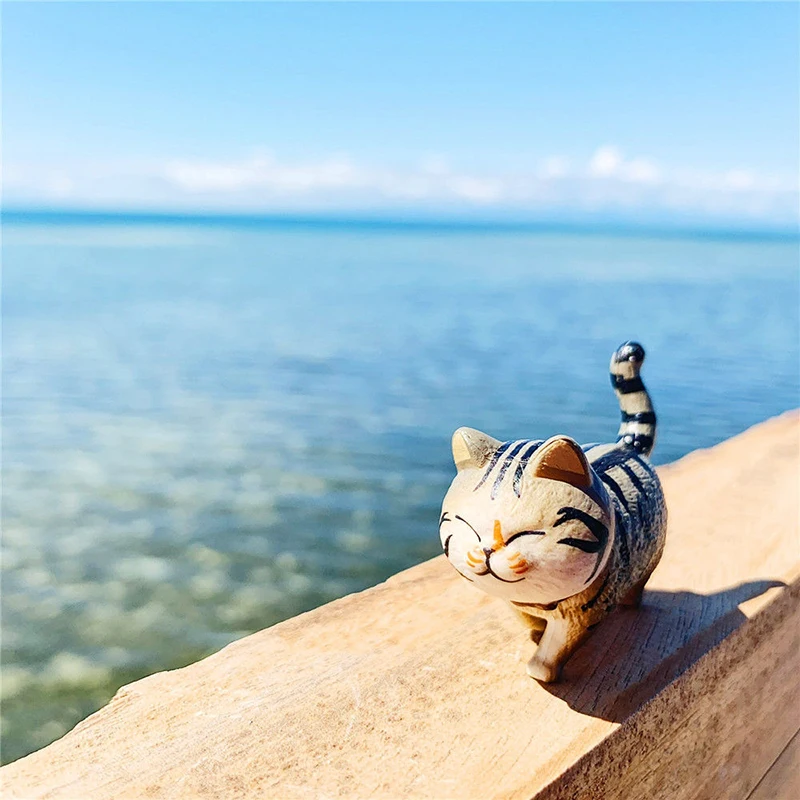 3 Pieces Mini PVC Animal Miniatures Japanese Bell Cat Doll Figures Home Decoration Crafts