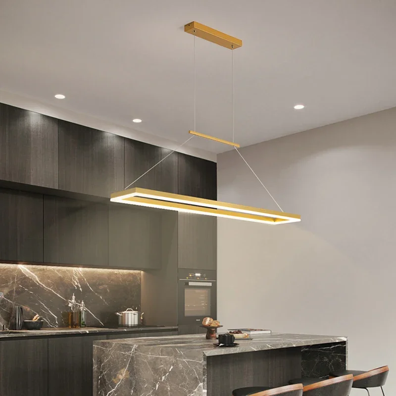 

Dining room chandelier Nordic modern minimalist office strip light front desk bar LED Pendant lampssuspension Lights interior