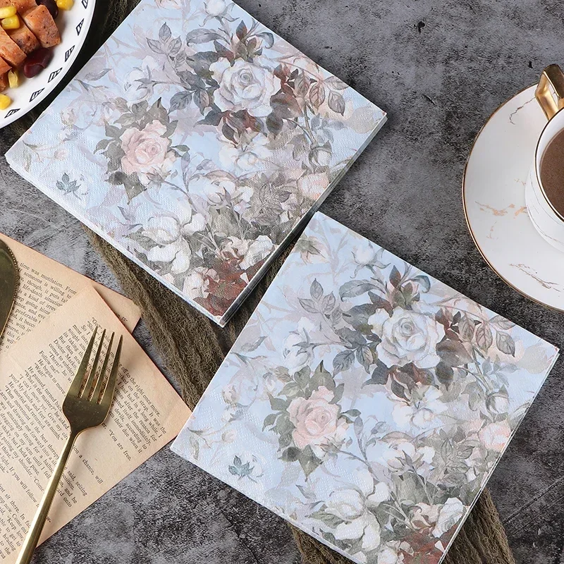 Printing Napkins Tissue Paper Handkerchief Paper Hotel Square Party Folded Placemats 33*33cm 20pcs/pac 2-Ply
