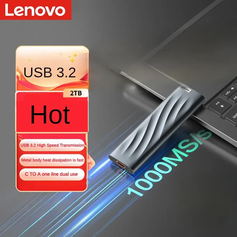 

Lenovo 2TB Portable Solid-state Drive PS9 Type-C USB3.2 Dual Interface Metal Portable Solid-state Drive High Speed Nvme 1000MB/s