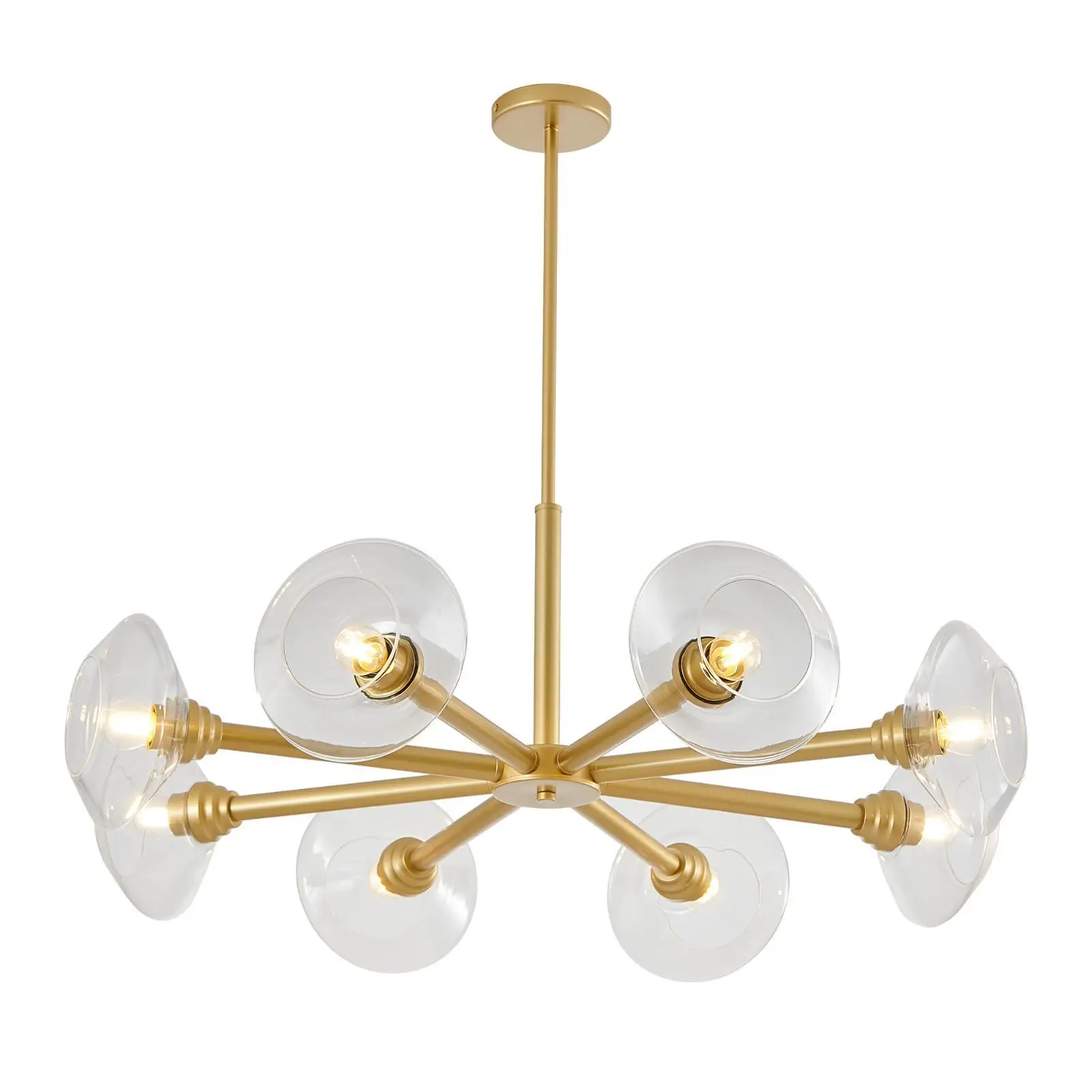 Elegant Gold Pendant Light Fixture Sputnik Chandelier Clear Glass Hanging Lamp for Dining Room Ceiling Modern Decor Elegant Gold Pendant Light Fixture Sputnik Chandelier Clear Glass Hanging Lamp for Dining Room Ceiling Modern Decor