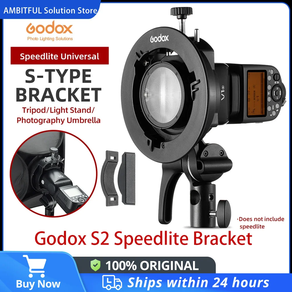 Godox S2 Bowens Mount Flash S-type Holder Bracket for Godox V1 V860II AD200 AD400PRO Flash Speedlite Snoot Softbox