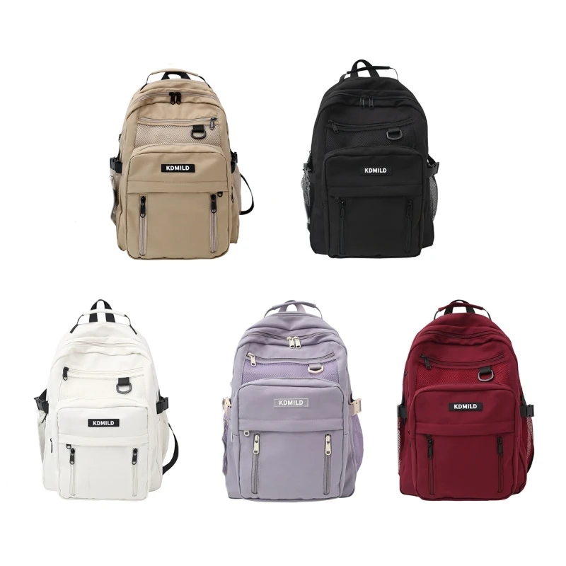 

School Backpack for Women Solid Color Laptop Backpack Nylon School Bag Teenagers Girls Large Capacity Travel Rucksack