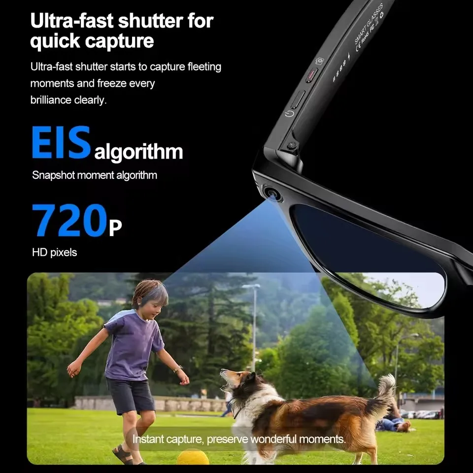 New Men Camera Wifi Smart Glasses 32gb 800w Pixel 4k Uhd Camera Anti Shake Video Ai Translation Anti Blue Light Women Glasses, Alina Gadgets