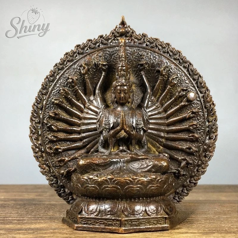 Antique Thousand-Armed Guanyin Buddha Bronze Statue Home Decor Item Worship in Buddhist Shrines Decorative Piece 1