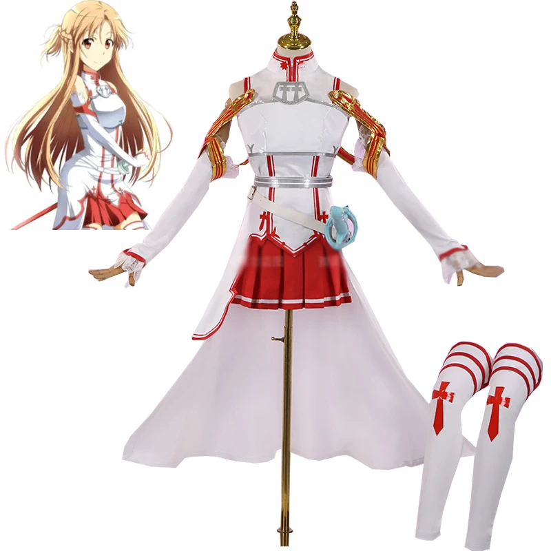 

Yuuki костюм Asuna для косплея (костюмированных игр) Sword Art Online костюм Asuna для косплея (костюмированных игр) костюм для Хэллоуина костюмы для женщин наряды в стиле аниме Униформа размера S-XXL