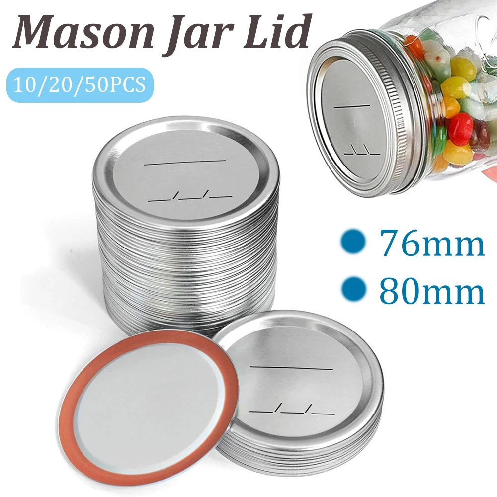 70mm 86mm Mason Jar Lids Split-Type Food Grade Metal Caps with Leak Proof Airtight Seal for Canning Jams Pickles Preserving Food