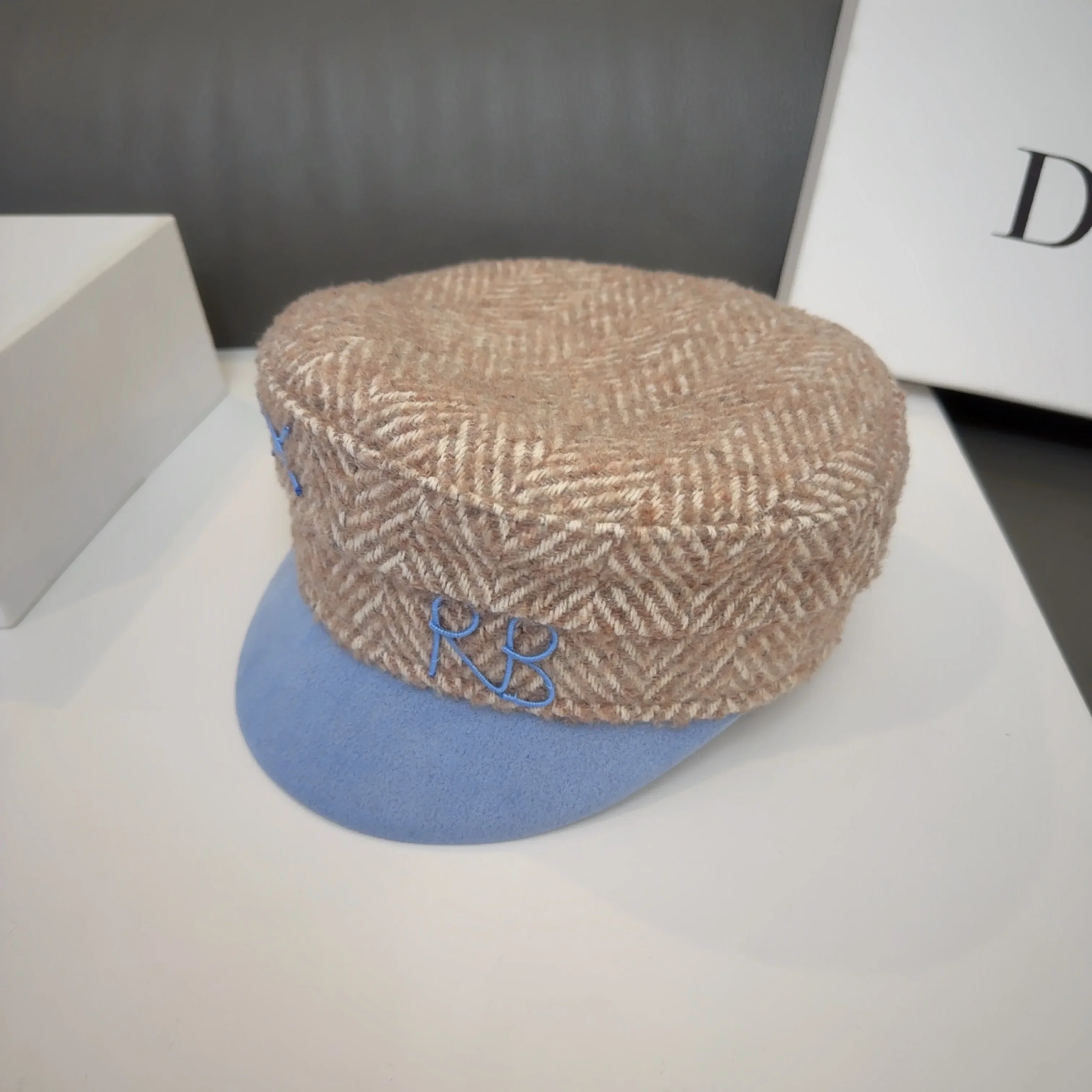 Cotton Newsboy Cap Brand Designer Autumn Winter Warm Newsboy Caps Herringbone-wool Baker Boy Cap Patchwoek Flat Caps