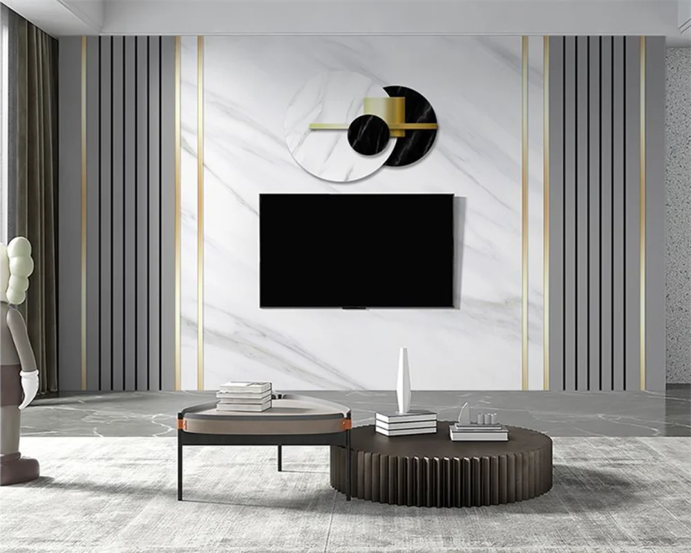 

beibehang Customized light luxury TV background decoration living room sofa grid lines simple film wallpaper papier peint