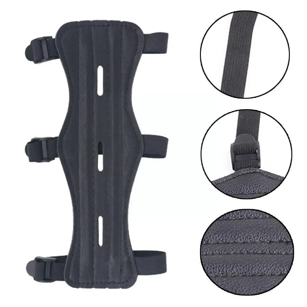 

Leather Archery Arm Protector Guard For Men Cowhide Bow Shooting Arm Armband 3 Straps Shoot Black Arm Guard Hunting Univers V4F8
