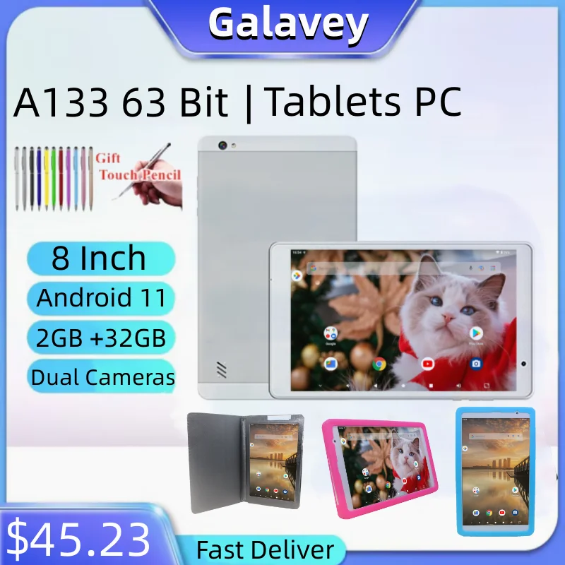 Google Play 8'' Android 11 Quad Core 2GB RAM 32GB ROM A133 Tablets PC