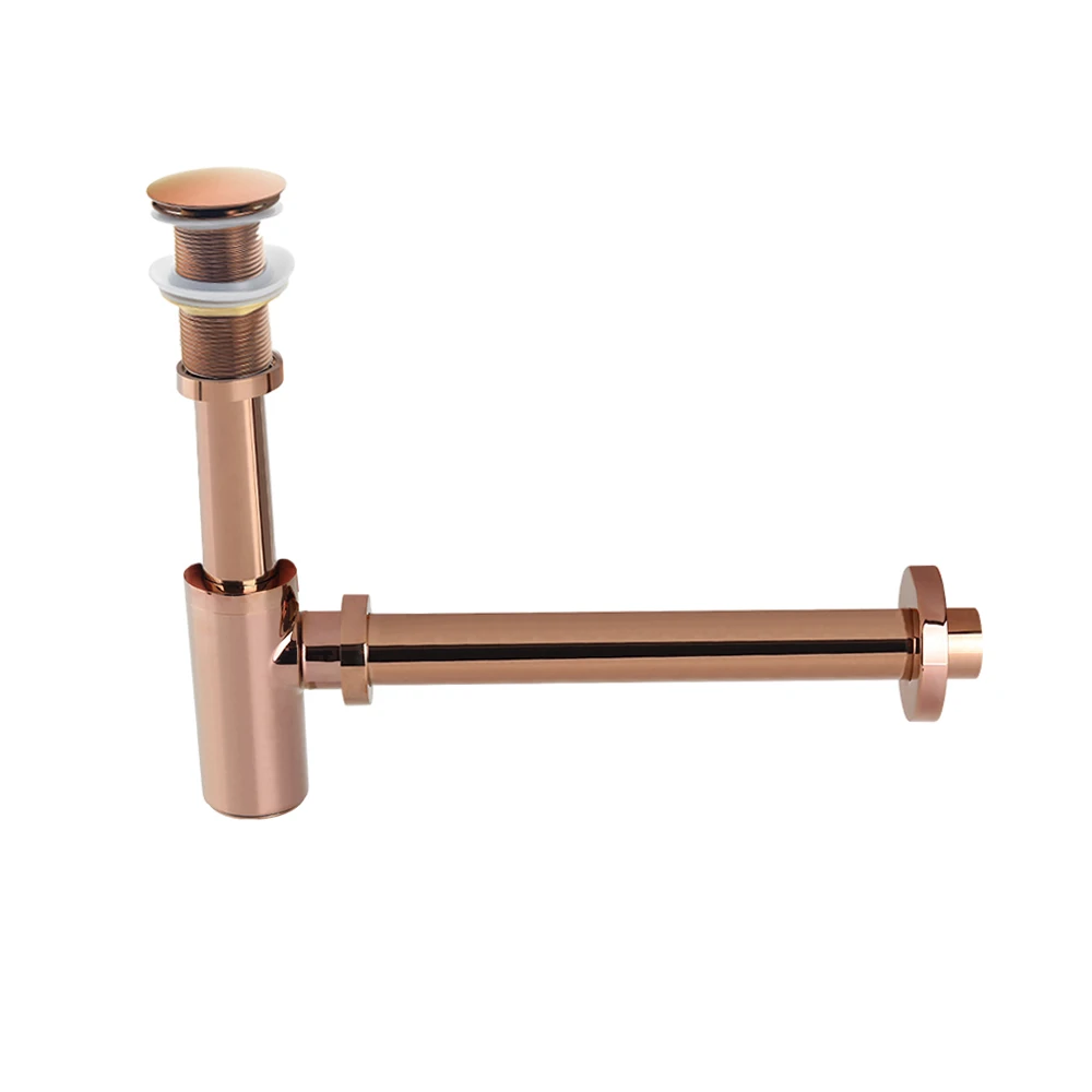 

Rose Gold Basin Bottle Trap Bathroom Sink Siphon Pipe Kits Pop Up Filter Stopper Toilet Washbasin Deodorization Drain Fittings