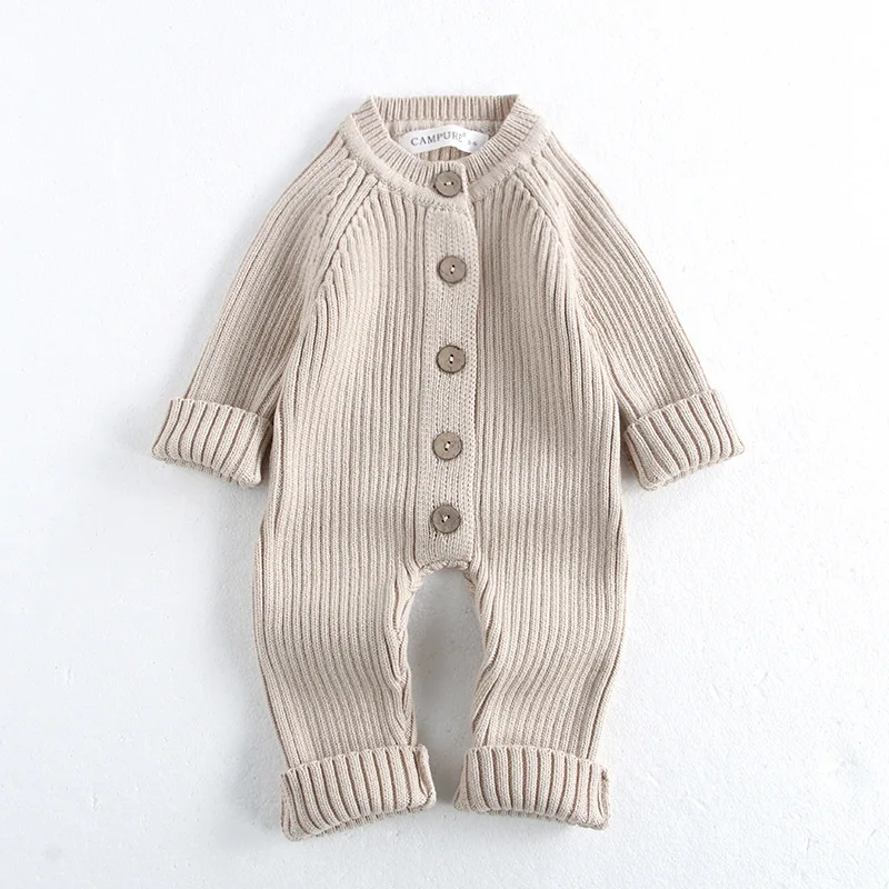 Baby Boys Solid Knit Rompers Jumpsuits