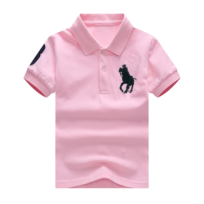 Boys' and Girls' Short-Sleeved T-shirt Pure Summer Children's Solid Color Polo Collar Short-Sleeved Polo Shirt