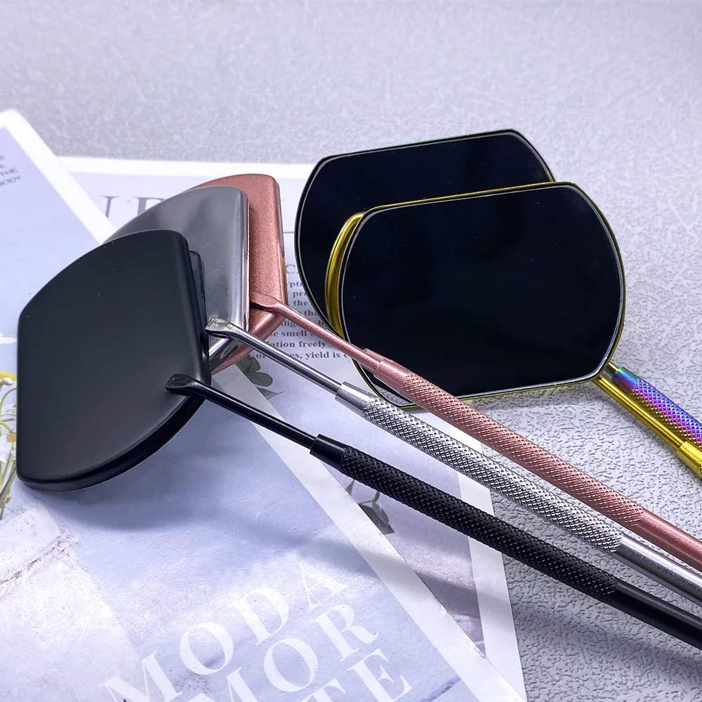 1Pc Eyelash Mirror Stainless Steel Long Handle Mirror For Checking False Lashes Extension Grafting Makeup Tools