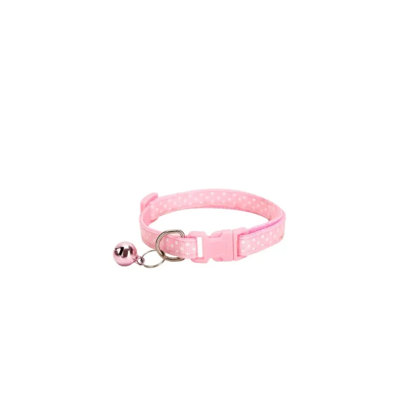 Reflective Elastic Pet Collar with Adjustable Security and Bell, Polka Dot Design