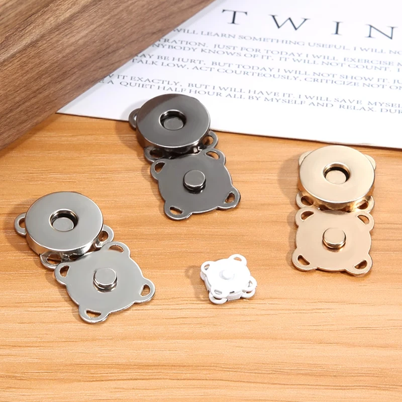Snap Button Kit 10 Sets Magnetic Snap Button Metal Plum Blossom Sew on Button Clasps Fasteners for Purses Handbag Clothes DIY