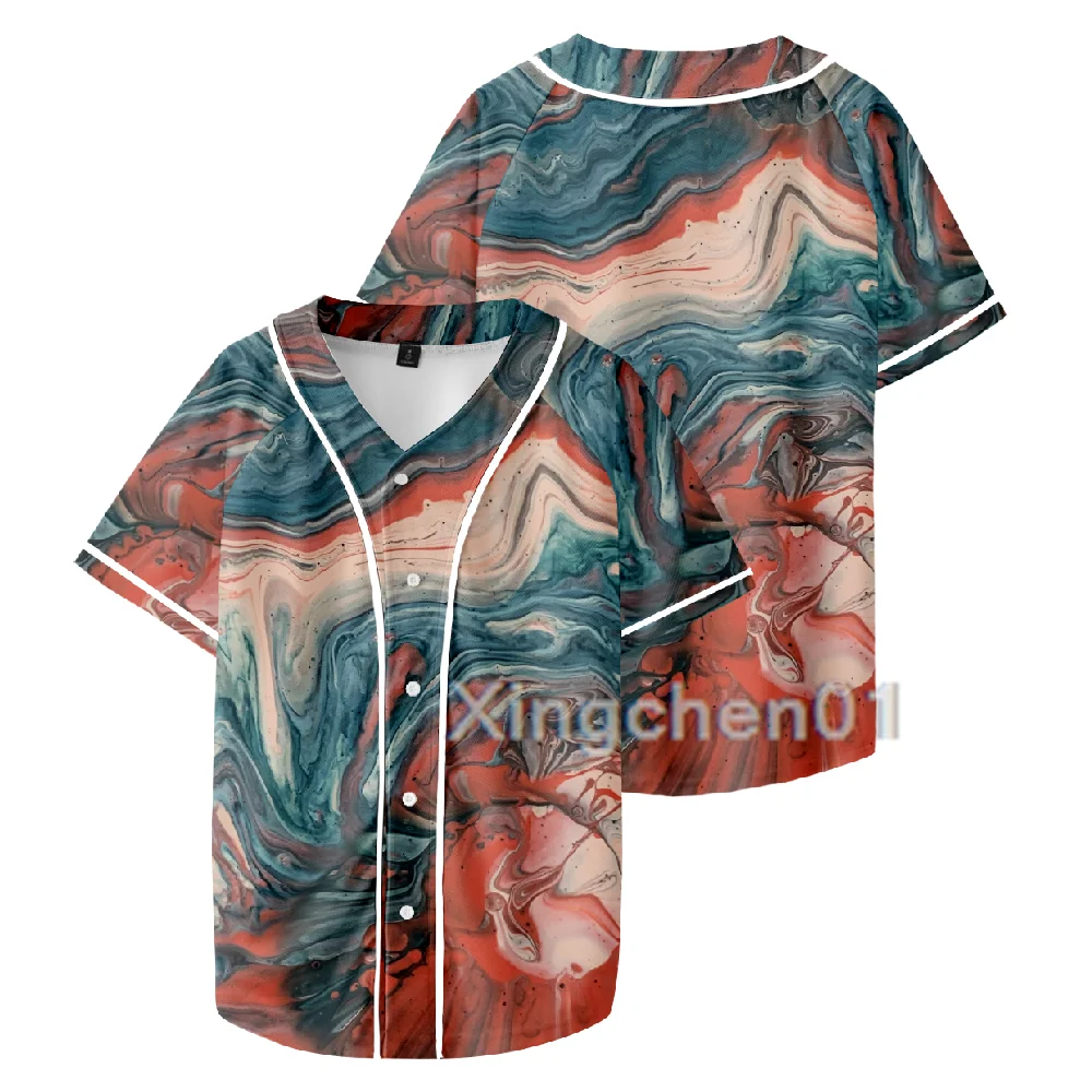 

Kravat boya beyzbol gömlek yaz kısa kollu Tee gömlek Unisex Jersey blusas camisas de hombre elegantes camisas masculinas