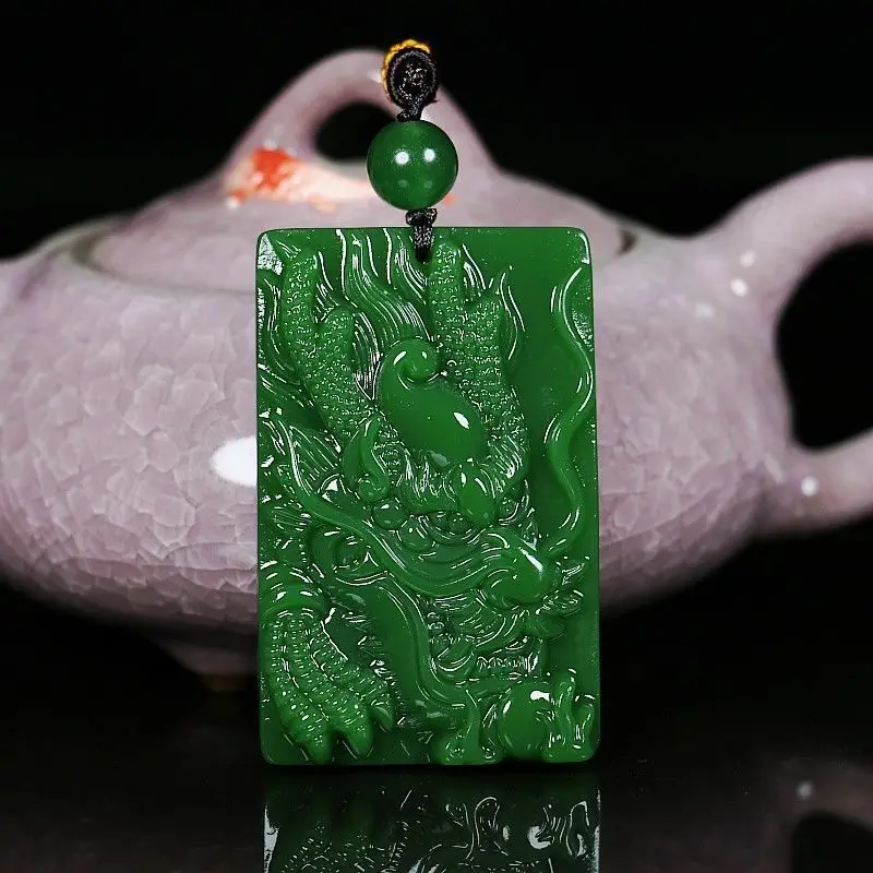 

Spinach Green Jasper Zodiac Dragon Brand Pendant Men's and Women's Faucet Popular Simple Pendant