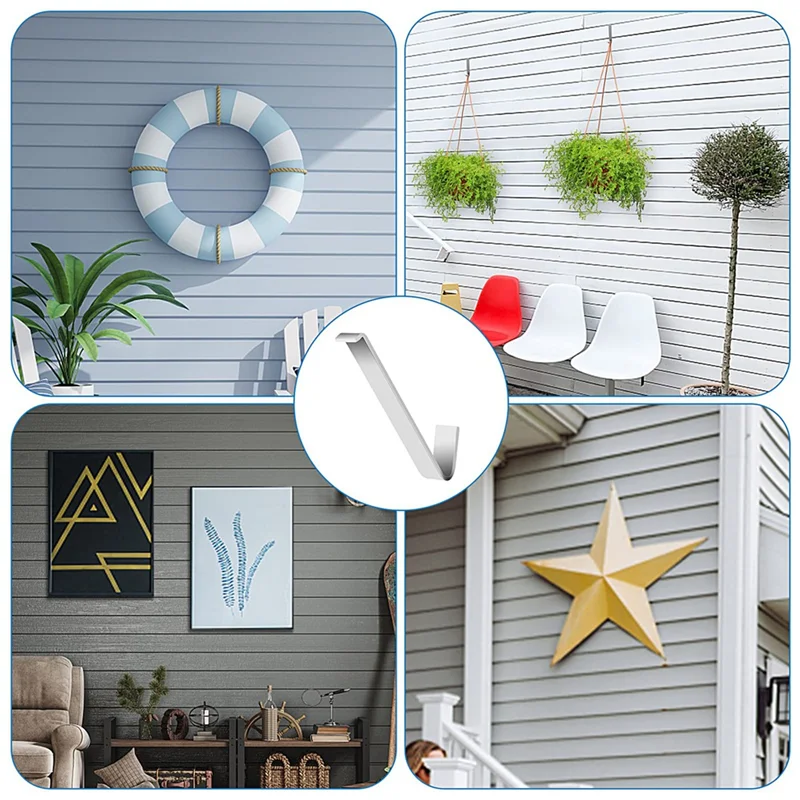6 Pack No Damage Siding Hook, Metal Hook Without Require Drilling, Hooks For Fiber Cement Board Siding Durable Easy Install