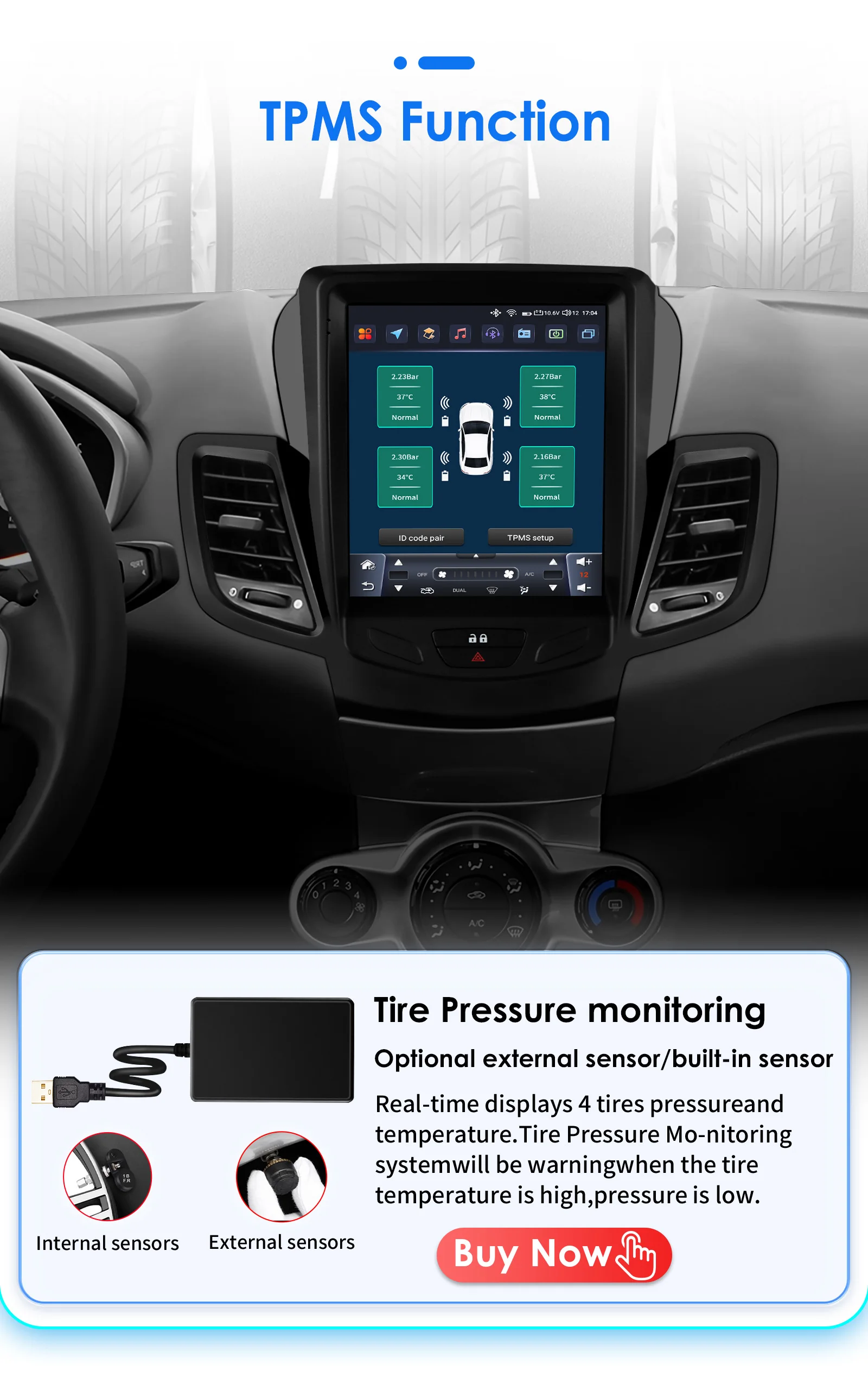 Hizpo 9,7 "Carplay Android Auto Radio Für Ford Fiesta 2009-2017 SYNC für Tesla Stil Multimedia Vertikale Bildschirm GPS 4G BT 7862 – Detail 23