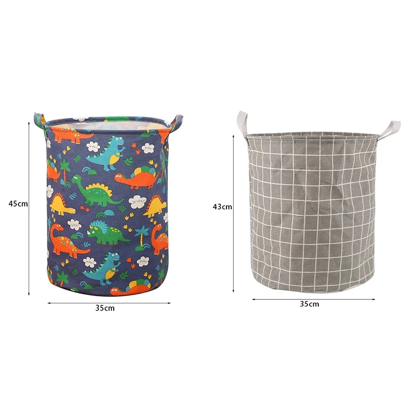 Laundry Basket Cotton Linen Foldable Waterproof Organizer Bucket Clothes Toy Storage