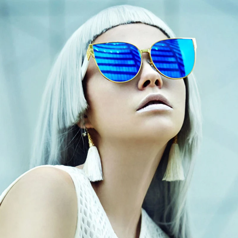 Mirror Oversized Cat Eye Sunglasses Famous 2023 New Brand Designer New Women Fashion Sun glasses Lady Big Size Hip Hop_voghion.com
