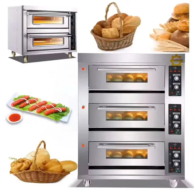Four de boulangerie commercial à 1 étage et 3 plateaux, four industriel de boulangerie à double étage, équipement de boulangerie, four électrique avec des caractéristiques excellentes 1