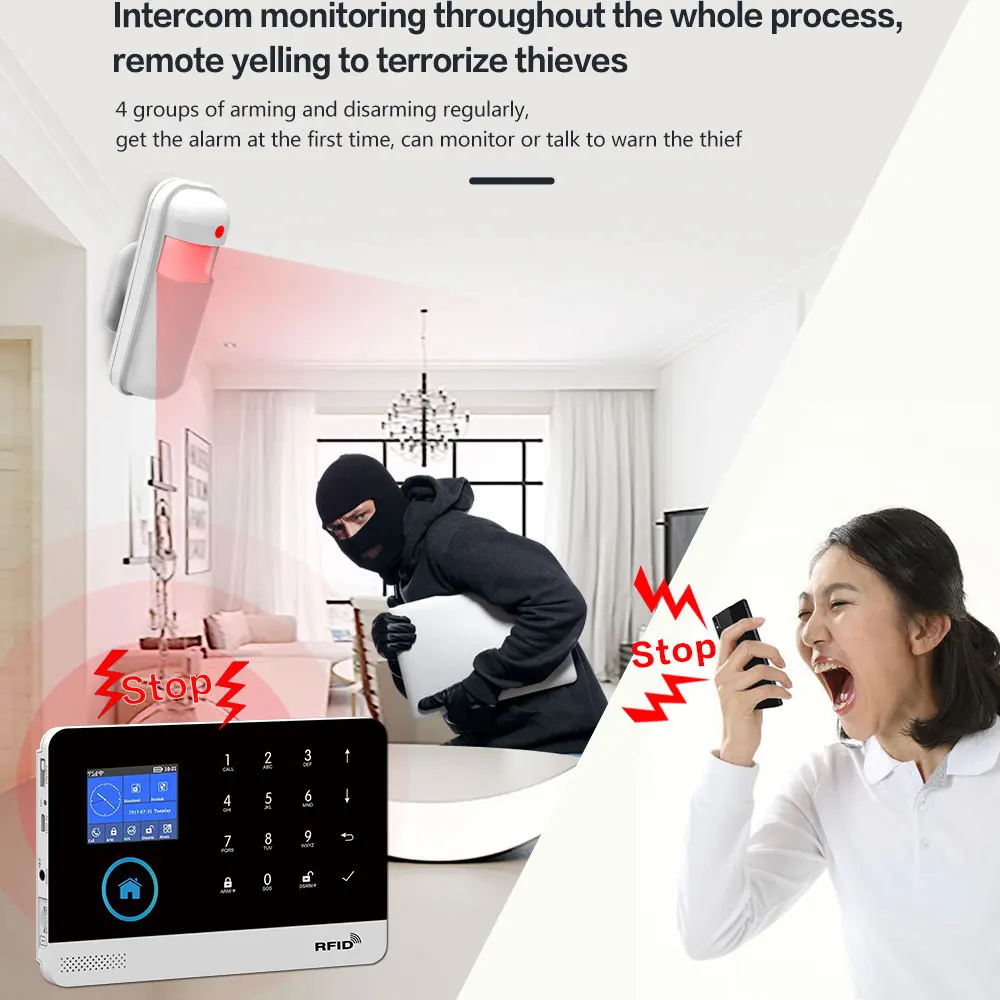 PGST home security alarm kit 433MHz anti-theft door sensor infrared motion detector intelligent home alarm accessories
