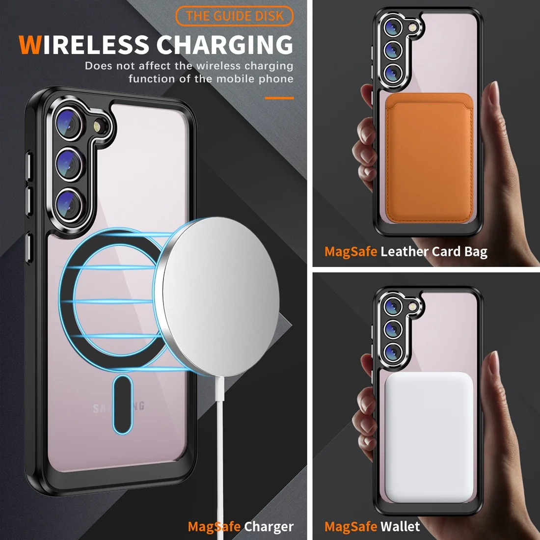 Magnetic Shockproof Translucent Slim Protective Case with Metal Buttons