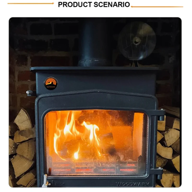 Stove Fan 6 Blades Heat Powered Fireplace Fan Log Wood Burner Eco-fan Heat Distribution