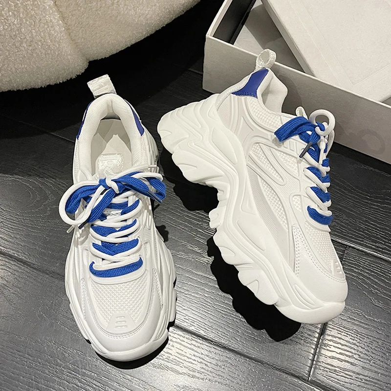

2022 spring and summer new women's fashion breathable sneakers high-top thick-soled vulcanized shoes women's mesh sneakers
