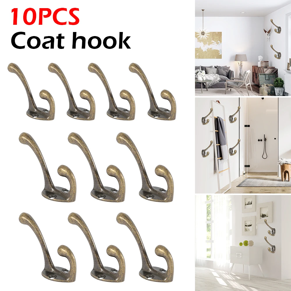 Bronze Coat Hooks Wall Mounted Dual Rack
