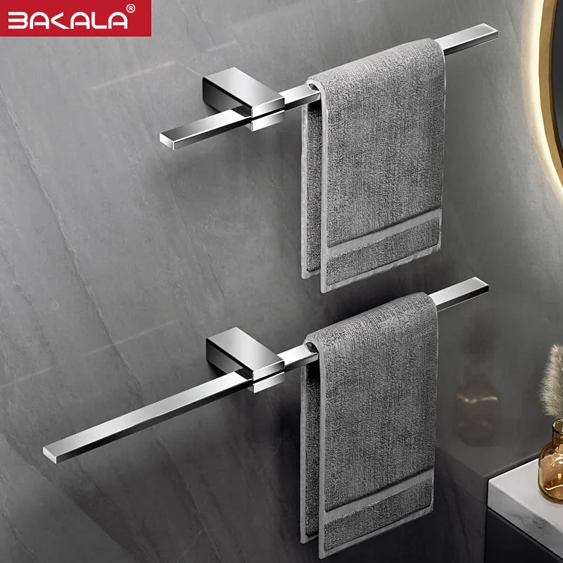 BAKALA 40/50cm Towel Rack Towel Hanger Bath Holder Wall Bar Space Square Bathroom Shelf Kitchen Rack