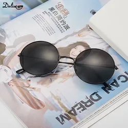 New Retro Round Fashion Sunglasses Shanghai Beach Men and Women Wedding Best Man Glasses