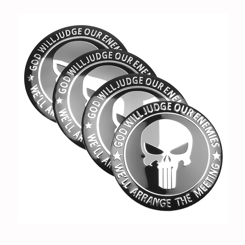 Skull Car Hubcap sticker 4pcs 56MM aluminum car tire personalized car sticker decoration