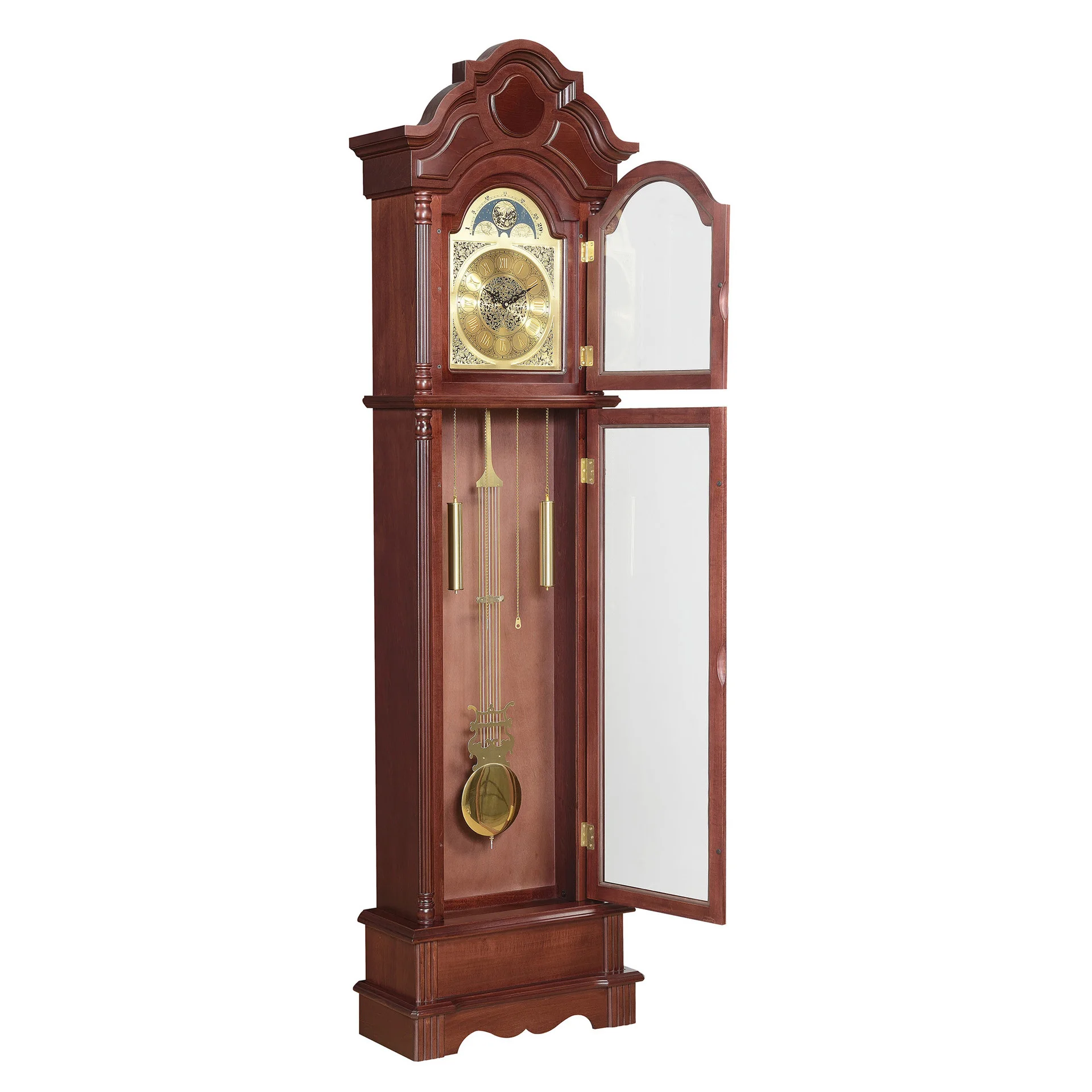 WOODEN GRANDFATHER FLOOR CLOCK QUARTZ LIVING ROOM CLOCK USE BATTERY WITH WESTERMISTER CHIME MUSIC