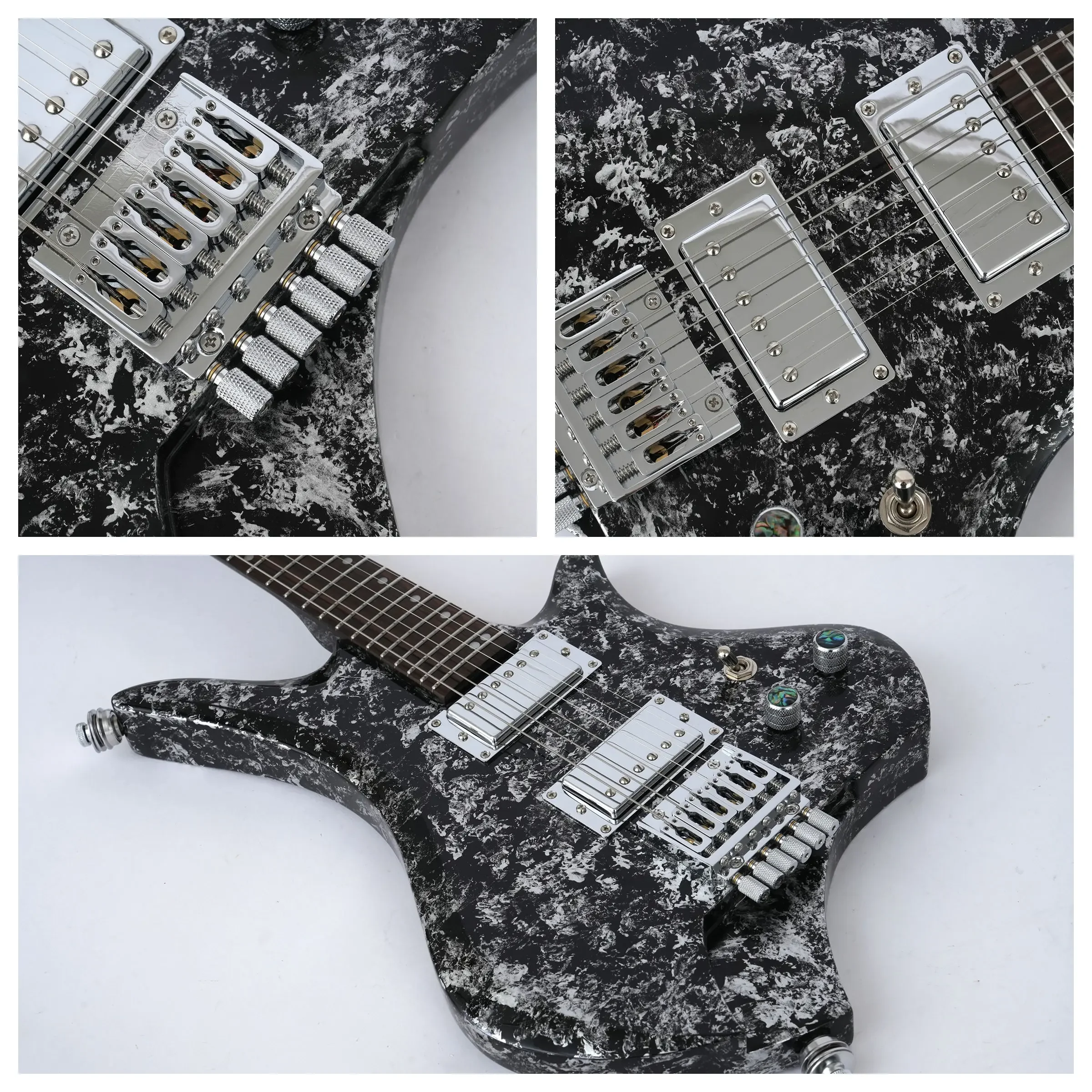 Dhatarattha Black Ice Headless Electric Guitar Modern Design without Headstock Advanced Players