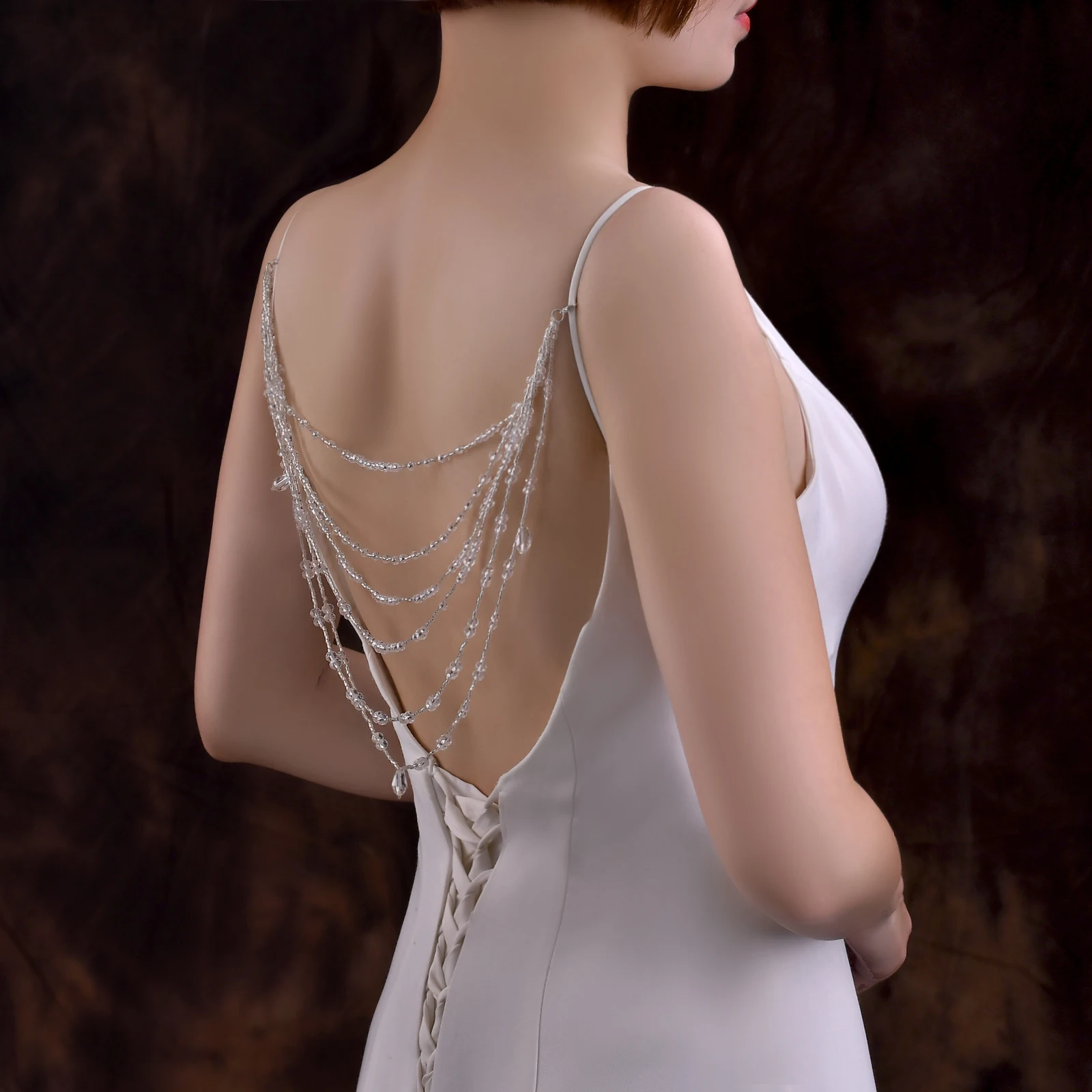Jewelry Bride Wedding Accessories Crystal Tassel Pendant Necklace Women's Bolero Shawl Dress Shoulder Decoration SG04 - 3