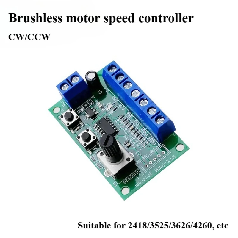 Contrôleur PWM avec frein pour moteur CC, câbles d'alimentation et de moteur visibles