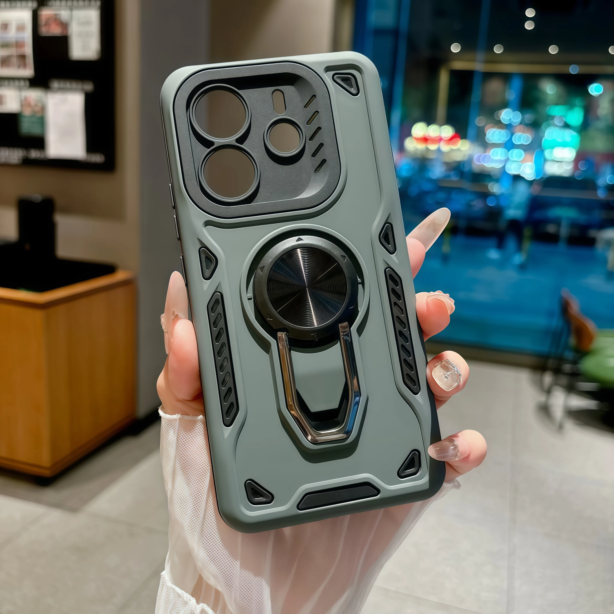 Military Shockproof Phone Case For iPhone 17 16 15 14 13 12 11 Pro Max Plus Air 2-in-1 Metal rotating Bracket Armor Back Cover 5