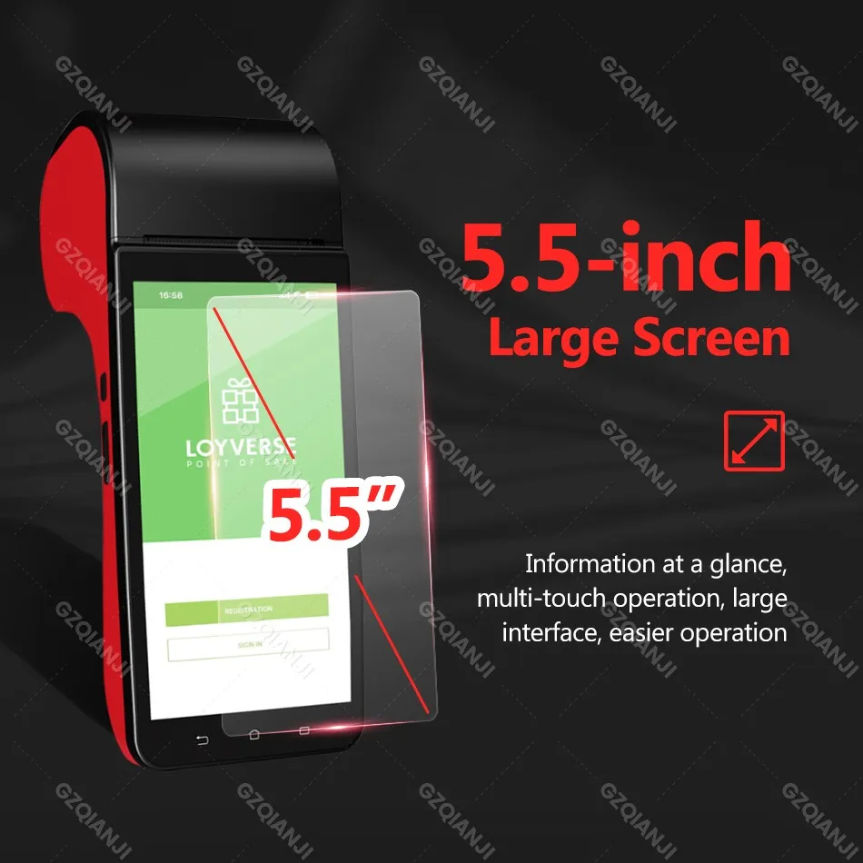 4G Android 8.1 POS PDA Terminal with 58mm Receipt Bill Thermal POS Printer Point Of Sale System Device with Bluetooth WiFi