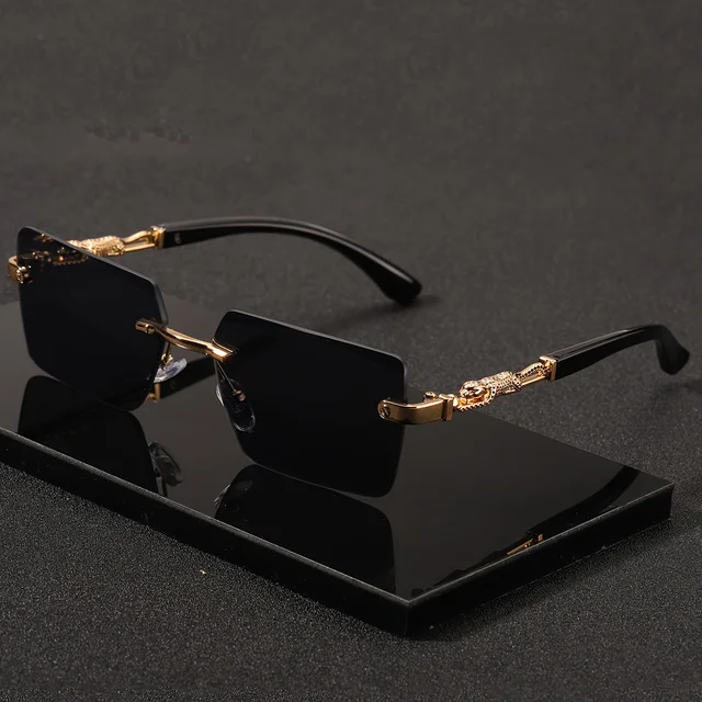 1pc lunettes de soleil sans monture Rectangle femmes hommes nuances petites lunettes de soleil carrées pour femme mâle plage vacances voyage lunettes 1